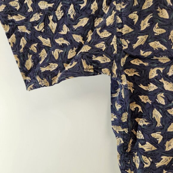 Chaps Ralph Lauren Hawaiian Fish All Over Print Vtg Button Down Mens Size Large - Picture 2 of 11